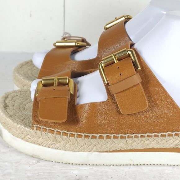 See by Chloe Women's Glyn 38 US7,5 Brown Leather Espadrille Mules Slide Sandals - Picture 15 of 16